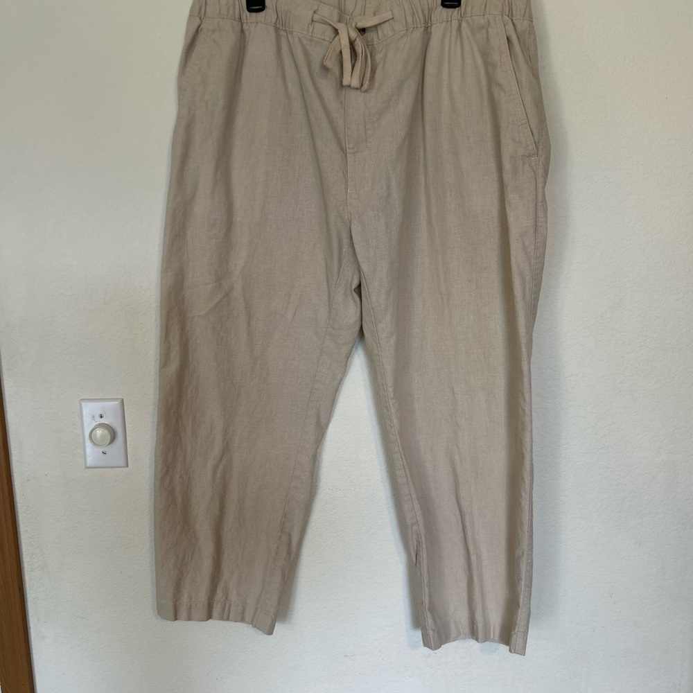 Island passport linen Blend pull on tie waist pants